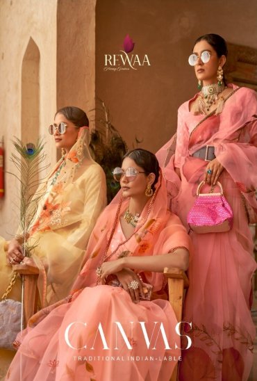 Rewaa Canvas Wholesale Organza Net With Inner Ethnic Sarees