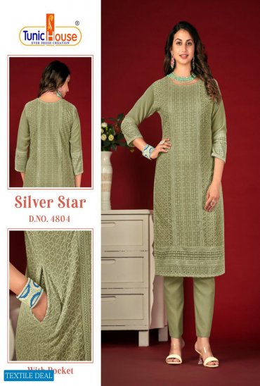 Tunic House Silver Star Wholesale Lucknowi Sequence Kurtis Catalogs
