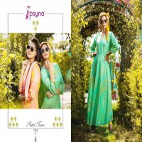 PSYNA PESTTEL TWINS COTTON STAIL DESIGNER GOWN CUM LONG KURTI