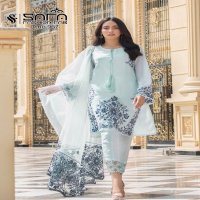SAFA FASHION PRESENTS SF-967 DESIGNER EMBROIDER TUNIC KURTI WITH CIGARETTE PANTS