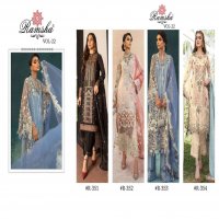 RAMSHA VOL 22 SERIES 351-354 PAKISTANI DESIGNER FANCY SUITS