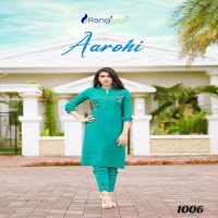 RANGJYOT AAROHI VOL 1 LIZA RAYON WORK DESIGNER KURTI AND  BOTTOM