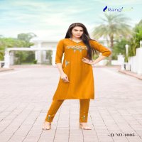 RANGJYOT AAROHI VOL 1 LIZA RAYON WORK DESIGNER KURTI AND  BOTTOM