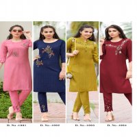 RANGJYOT AAROHI VOL 1 LIZA RAYON WORK DESIGNER KURTI AND  BOTTOM
