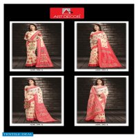 Art Decor Red And White Wholesale Handloom Base Cotton Sarees