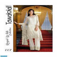 REGAL WHITE SEMI-STITCHED CHIFFON BY TAWAKKAL