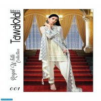 REGAL WHITE SEMI-STITCHED CHIFFON BY TAWAKKAL