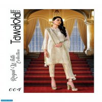 REGAL WHITE SEMI-STITCHED CHIFFON BY TAWAKKAL