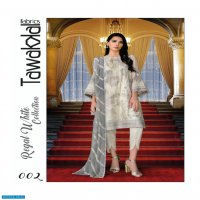 REGAL WHITE SEMI-STITCHED CHIFFON BY TAWAKKAL