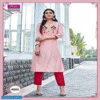 Diya Trends Victoria Vol-4 Wholesale Reyon Work Kurtis