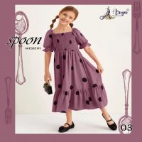 ARYA PRESENTS SPOON WESTERN RAYON COTTON STYLISH GOWN BABY GIRLS READY MADE COLLECTION