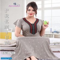 Kavyansika Embroidered Printed Nighty 196 Wholesale Night Suits