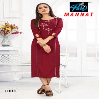 Pari Mannat Wholesale Reyon Hand Work Kurtis