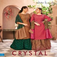 SEVEN THREADS CRYSTAL VISCOSE SILK CLASSIC EMBROIDERY WORK READYMADE SUITS WHOLESALER