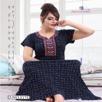Kavyansika Embroidery Printed Nighty 217 Wholesale Night Dress