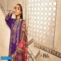 Johra Elsa Embroidered Leather Peach With Digital Printed Wool Shawl Pakistani Dress