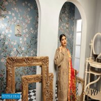 Johra Elsa Embroidered Leather Peach With Digital Printed Wool Shawl Pakistani Dress