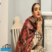 Johra Elsa Embroidered Leather Peach With Digital Printed Wool Shawl Pakistani Dress