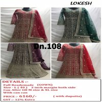 Lokesh 108 To 133Nx Wholesale Full Stitched Gown Single Available
