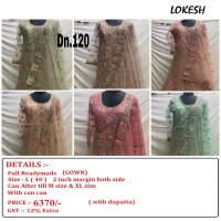 Lokesh 108 To 133Nx Wholesale Full Stitched Gown Single Available