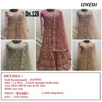 Lokesh 108 To 133Nx Wholesale Full Stitched Gown Single Available