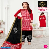 MT Rasberry Wholesale Reyon White Wax Batik Dress Material