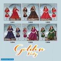 Golden Party Wholesale Designer Anarkali Long Kurtis