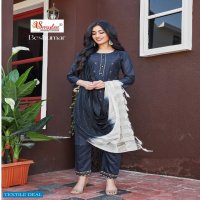 SMYLEE BESHUMAR BY RUNG CHANDERI SILK READYMADE KURTI WITH PANT & DUPATTA