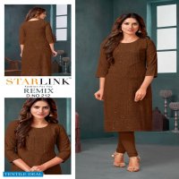Starlink Remix Wholesale Reyon Fabrics With Schifli Work Kurtis