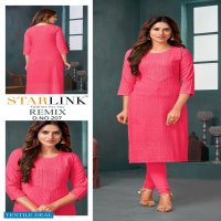 Starlink Remix Wholesale Reyon Fabrics With Schifli Work Kurtis