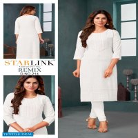 Starlink Remix Wholesale Reyon Fabrics With Schifli Work Kurtis