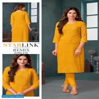 Starlink Remix Wholesale Reyon Fabrics With Schifli Work Kurtis