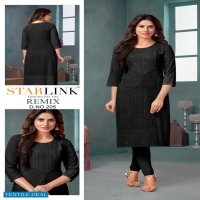 Starlink Remix Wholesale Reyon Fabrics With Schifli Work Kurtis