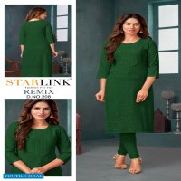 Starlink Remix Wholesale Reyon Fabrics With Schifli Work Kurtis
