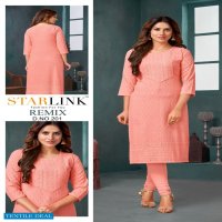 Starlink Remix Wholesale Reyon Fabrics With Schifli Work Kurtis