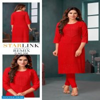 Starlink Remix Wholesale Reyon Fabrics With Schifli Work Kurtis