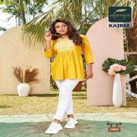 KAJREE BY HERITAGE HEAVY RAYON & RAYON SLUB DESIGNER SHORT KURTI WITH CONCEPT EMBROIDERY & DETAILING TOP CATALOG