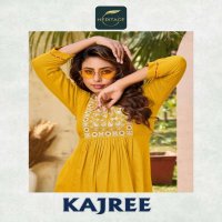 KAJREE BY HERITAGE HEAVY RAYON & RAYON SLUB DESIGNER SHORT KURTI WITH CONCEPT EMBROIDERY & DETAILING TOP CATALOG