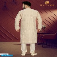 Outlook Vol-52 Wholesale Art Silk With Lucknowi Work Kurta With Pajama