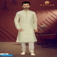 Outlook Vol-52 Wholesale Art Silk With Lucknowi Work Kurta With Pajama