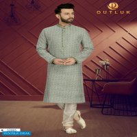 Outlook Vol-52 Wholesale Art Silk With Lucknowi Work Kurta With Pajama