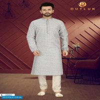 Outlook Vol-52 Wholesale Art Silk With Lucknowi Work Kurta With Pajama