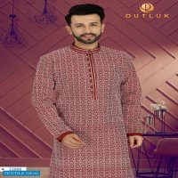 Outlook Vol-52 Wholesale Art Silk With Lucknowi Work Kurta With Pajama