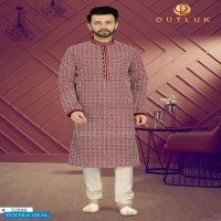 Outlook Vol-52 Wholesale Art Silk With Lucknowi Work Kurta With Pajama