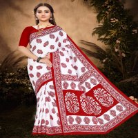 SMC Red Velvet Wholesale Cotton Printed Sarees