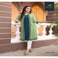 SUMMER JACKET BY HEARITAGE HEAVY RAYON & RAYON SLUB DESIGNER PRINTED FLARED KURTI WITH JACKET PATTERN & HANDWORK KURTI CATALOG WHOLESALER BEST RATE