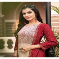 SUMMER JACKET BY HEARITAGE HEAVY RAYON & RAYON SLUB DESIGNER PRINTED FLARED KURTI WITH JACKET PATTERN & HANDWORK KURTI CATALOG WHOLESALER BEST RATE