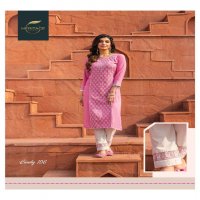 CANDY BY HERITAGE HAEVY RAYON & COTTON FLEX PANT DESIGNER KURTI WITH EMBROIDERY & FANCY PANTS WITH EMBROIDERY, LACES & EMBELLISHMENTS KURTI CATALOG WHOLESALER BEST RATE