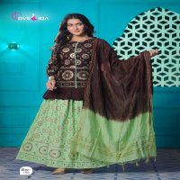 VINTAGE BY DVEEJA HEAVY RAYON TOP SKIRT AND DUPATTA GOLD FOIL PRINT CATALOG WHOLESALER BEST RATE