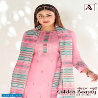 Alok Golden Beauty Wholesale Pure Zam Cotton Print With Work Dress Material
